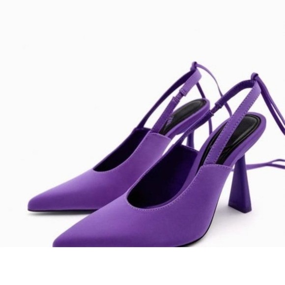NWT ZARA LACE UP HIGH-HEEL SHOES LILAC 3209/010/081 - Picture 3 of 9